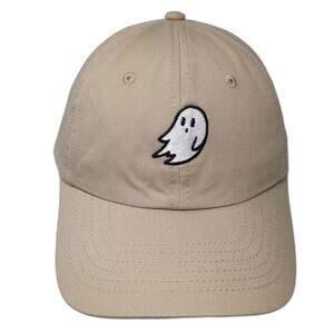 Dalix Baseball Cap Beige White One Size Embroidered Ghost Hat Slideback Cotton